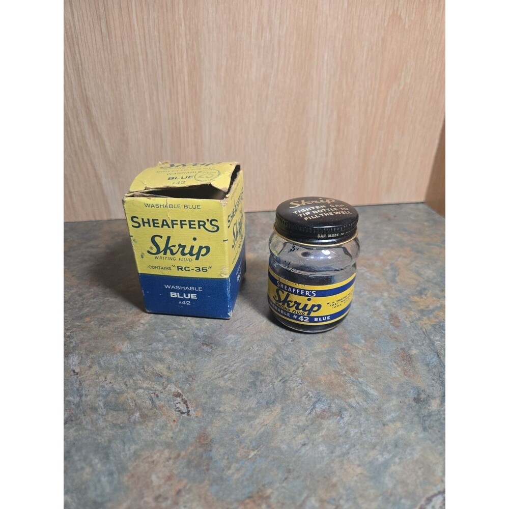 Vintage Sheaffer's Skrip Blue #42 Ink Bottle In Its Original Box